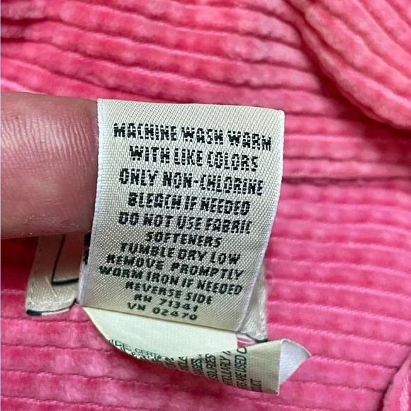 XS 1990s OVERSIZED L.L. Bean Salmon Corduroy Button Up Shirt Jacket - Picture 6 of 10